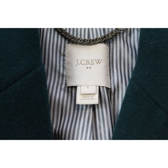 J. Crew Long Wool Blend Topcoat Dark Green E6228 Women's Size 6 H14099 - Picture 6 of 11